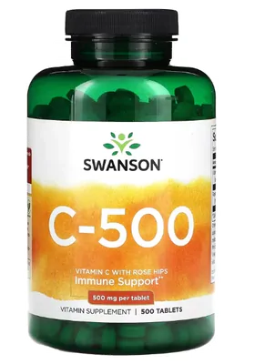 Vitamina C-500, 500mg, 500 comprimidos, Swanson