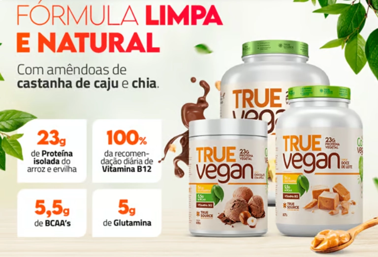 Proteína Vegana, True Vegan, Sabor Chocolate com Avelã, 418g, True Source