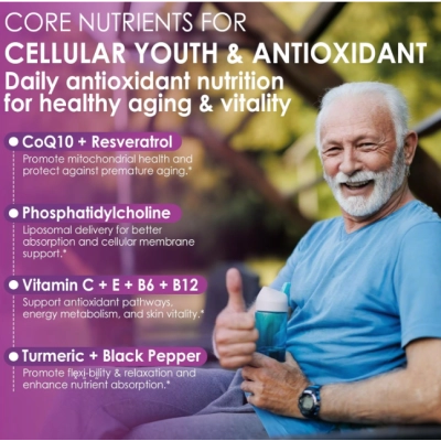 Melatonina 100mg, Saúde Antioxidante e Cognitiva, com Cúrcuma, Trans-resveratrol, Vitamina B12, 75 Cápsulas, Neviss