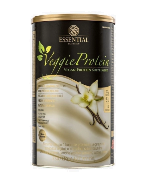 Veggie Protein Vanilla, Sabor Baunilha 450g, Essential Nutrition