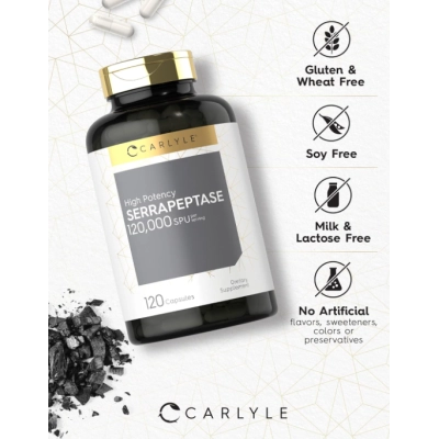 Serrapeptase 120000 SPU, 120 Cápsulas, Carlyle 