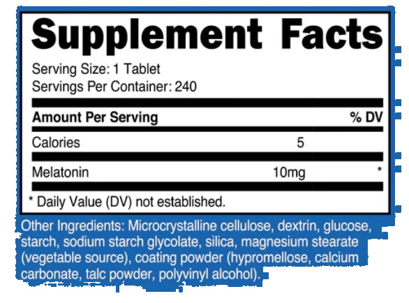 Melatonina 10mg,  240 Capsules, Nutricost