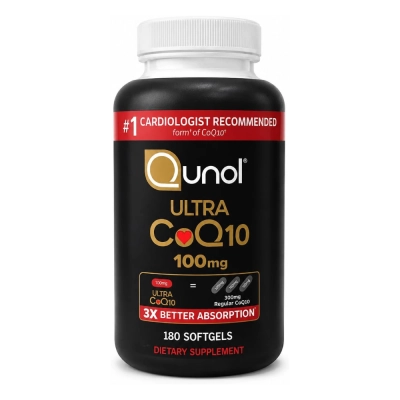 CoQ10 100mg, Energia e Saúde Cardíaca, 180 Softgels, Qunol