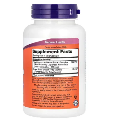 Resveratrol 200mg, 120 Cápsulas, Now