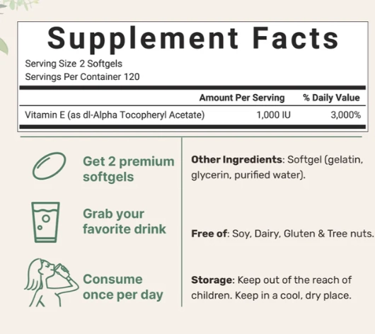 Vitamina E 1000UI, 240 Cápsulas, Micro Ingredients