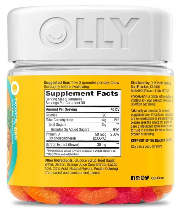Helly Happy, Suporte ao Equilíbrio do Humor, Com Vitamina D e Açafrão, 60 Gomas, OLLY