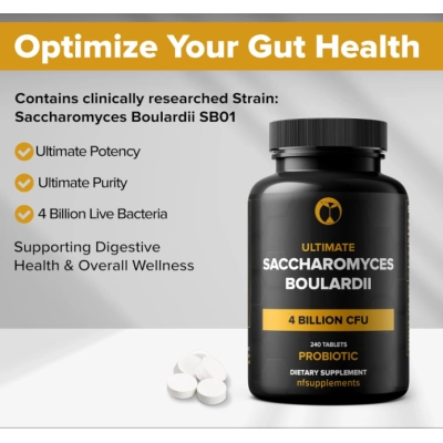 Probiótico Saccharomyces Boulardii, 4 bilhões de UFC, 240 Comprimidos, Natural Foundation Supplements
