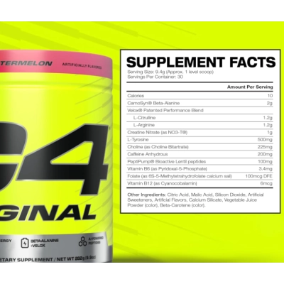 Pré Treino C4, 282g Sabor Melancia Sem Açúcar, Cellucor