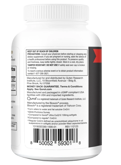 Ultra CoQ10 200mg Força Extra, 90 Cápsulas, Qunol