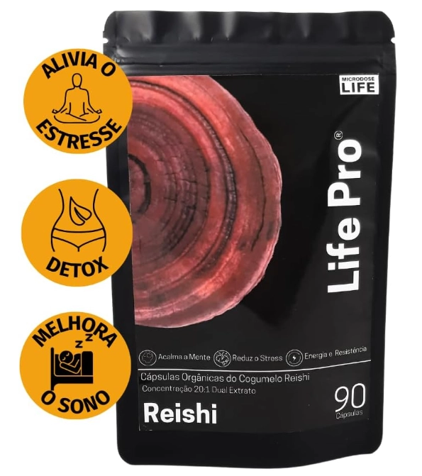 Extrato Reishi, auxílio no Equilíbrio, Calma e Qualidade de Sono, 90 Cápsulas, Microdose Life