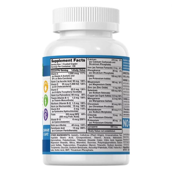 Multivitamínico Completo para Homens, 100 Comprimidos, Nature's Truth