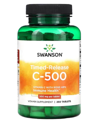 Vitamina C-500, 500mg, 250 comprimidos Timed Release, Swanson