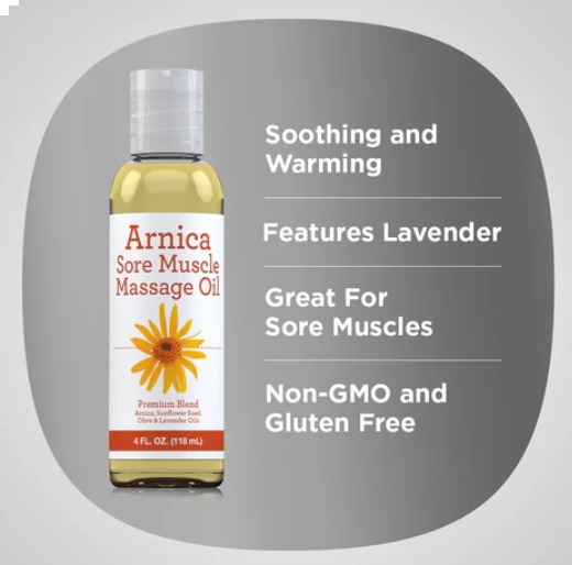 Arnica Sore Muscle Massage oil, Óleo de Massagem, 118ml, PipingRock