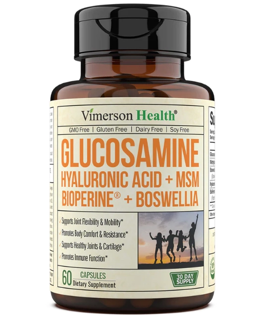 Glucosamina, ácido hialurônico, bioperina e condroitina msm, 60 Cápsulas, Vimerson Health