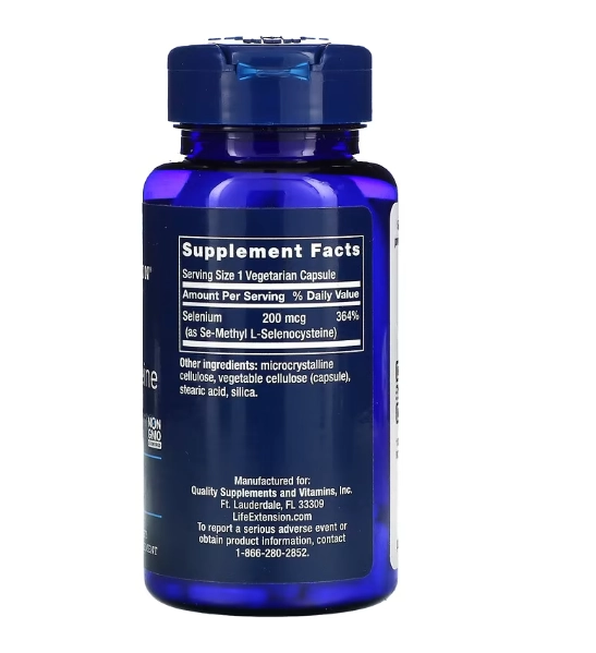 Se-Metil L-Selenocisteína, 200mcg, 90 Cápsulas, Life Extension
