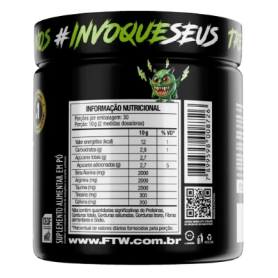 Pré Treino, Diabo Verde Pre-Workout, 300g Sabores, FTW