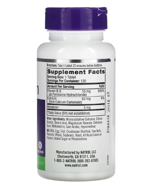 Melatonina 3mg, 120 Comprimidos, Natrol