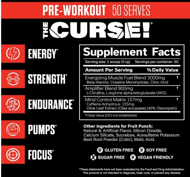 Pré-treino The Curse! 250g Sabor Fruit Punch, JNX Sports