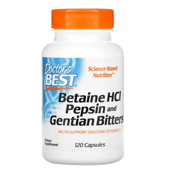 Betaína, Pepsina e Genciana, 120 Cápsulas, Doctor's Best