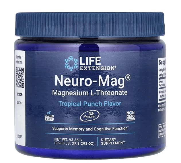 Neuro-Mag, Magnesium L-threonate, 93,35g Sabor Ponche Tropical, Life Extension