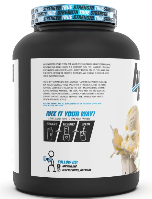 Whey Protein Powder, Hydro HD 100% Hidrolisado, 2,176kg Sabor Baunilha, BPI Sports