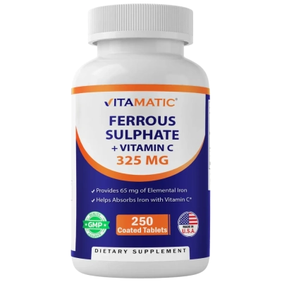 Sulfato Ferroso + Vitamina C, 325 mg, 250 Comprimidos, Vitamatic