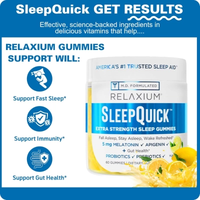 Relaxium SleepQuick, Melatonina 5mg, 60 Gomas, Sabor Limão, M.D Formulated