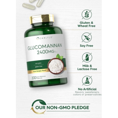 Glucomannan, Glucomanano 2400mg, 200 Cápsulas, Carlyle