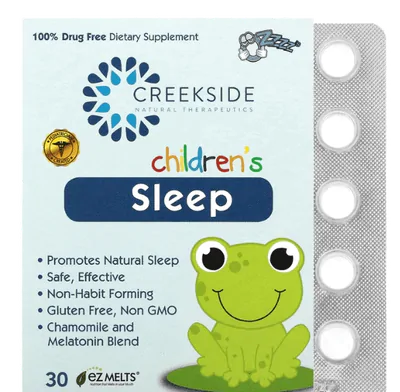 Children's Sleep, Auxilio ao sono infantil, Natural Therapeutics, 30 comprimidos sabor Laranja, Creekside