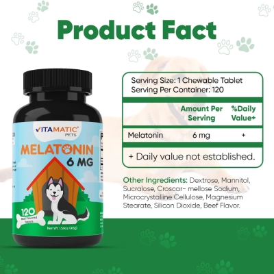 Melatonina Para Cães, 6mg, 120 Comprimidos, Vitamatic