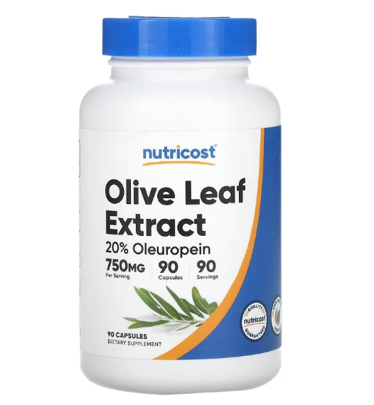 Olive Leaf Extract, Folha de Oliveira 750mg, 90 Cápsulas, Nutricost