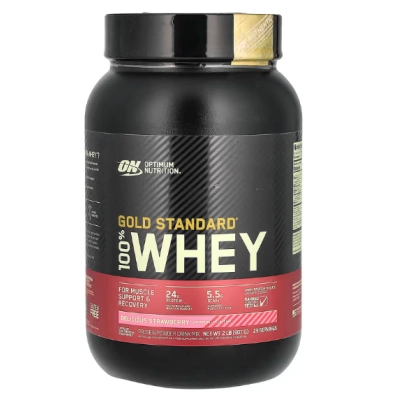 Whey 100% Gold Standard, Sabor Morango, 907g, Optimum Nutrition