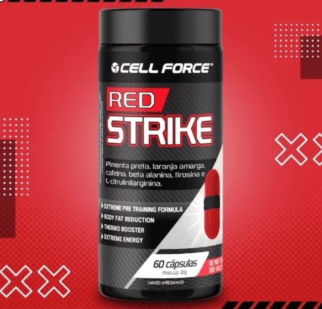 Red Strike, Termogênico e Pré-Treino, 60 Capsulas, Cell Force