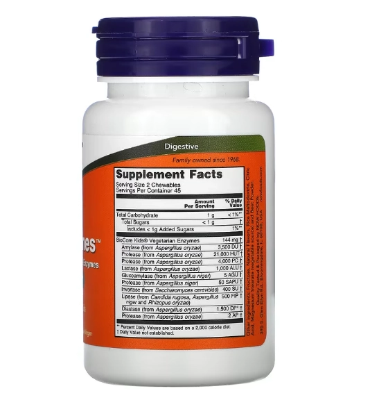 ChewyZymes, 90 Comprimidos Mastigáveis Sabor Natural de Amora, Now
