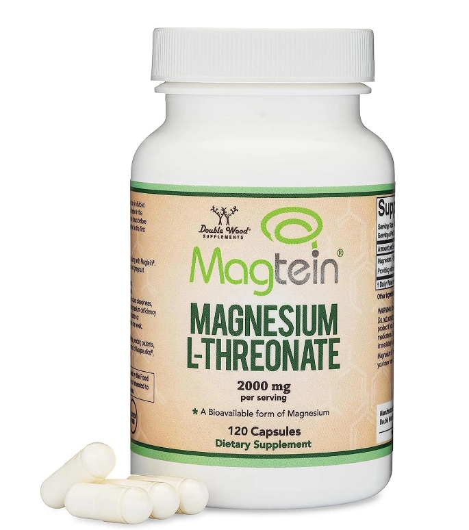 Magtein, Magnésio L-Threonate 2000mg, Suporte para Sono e Cognição, 120 Cápsulas, Double Wood