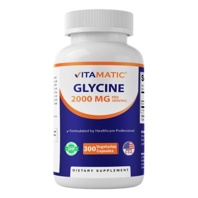 Glicina 2000mg, Relaxamento, Sono e Bem-Estar Diário, 300 Cápsulas, Vitamatic