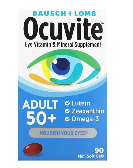 Ocuvite, Suplemento Vitamínico e Mineral para os Olhos Adulto 50+, 90 Mini Cápsulas, Bausch & Lomb