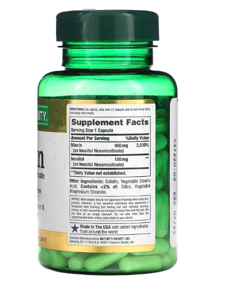 Niacina Flush Free, 500mg, 120 Cápsulas, Nature's Bounty