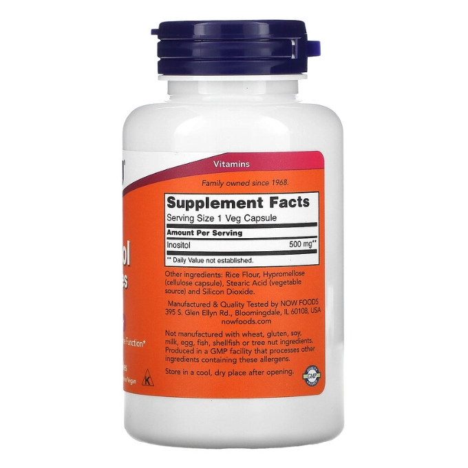 Cápsulas de Inositol, 500mg, 100 Cápsulas, Now
