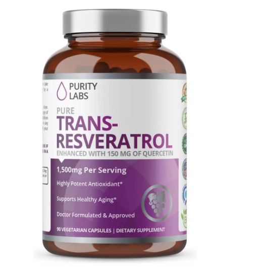 Trans Resveratrol com Quercetina, 1350mg, 90 Cápsulas, Purity Labs