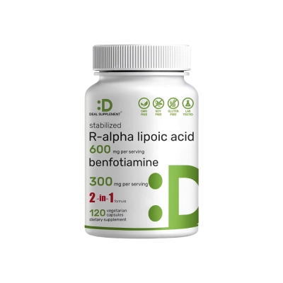 R-Alpha Lipoic Acid, 600Mg, Benfotiamine, 300Mg, 2 in 1, 120 Cápsulas, Deal Supplement 