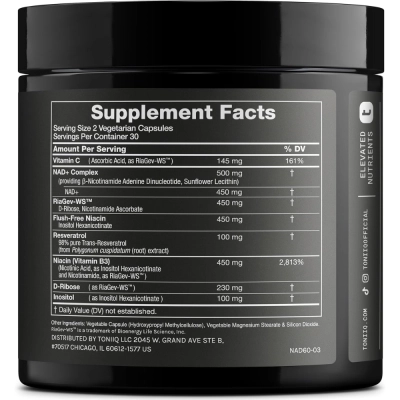 Liposomal NAD+ and Resveratro, 1500mg, 60 Cápsulas, Toniiq