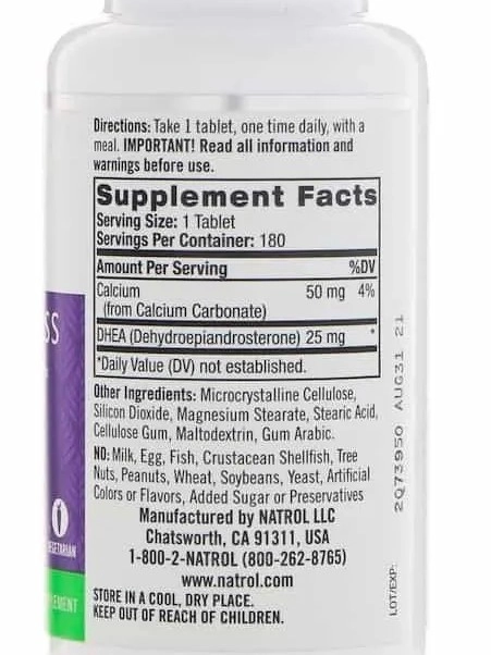 Dhea 25mg, 180 Comprimidos, Natrol