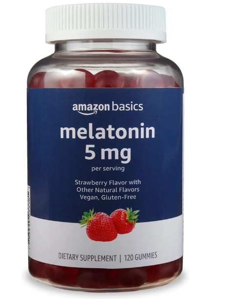 Melatonina 5mg, 120 gomas Sabor Morango, Amazon Basics