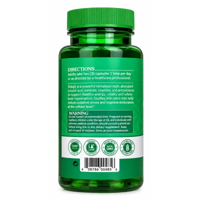 Shilajit Himalaio com Complexo de Ácido Fúlvico 1000mg, 60 Cápsulas, Earth´s Creation
