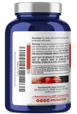 Reduced Glutathione, Glutationa 500mg, 180 Cápsulas, NusaPure