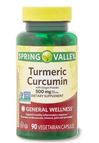 Cúrcuma, 500mg, Com 50mg de Gengibre em Pó, 90 Cápsulas, Spring Valley