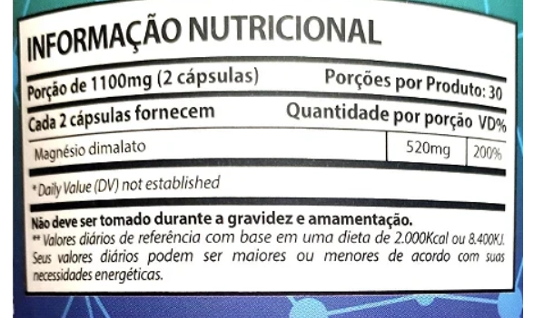 MaxMagnésio,  Magnésio Dimalato Concentrado, 520mg, 60 Cápsulas, Sunfood