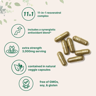 Resveratrol, 3,000mg, 240 Cápsulas, Micro Ingredients 