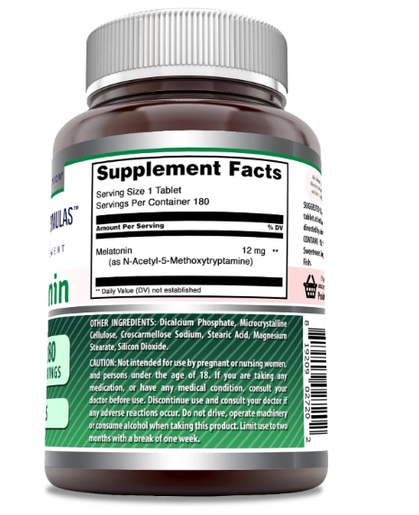 Melatonina 12mg, 180 Comprimidos, Amazing Formulas